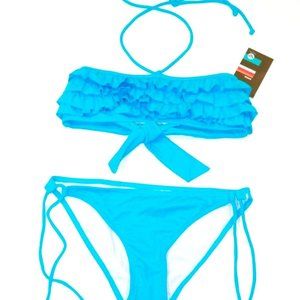 ROXY BIKINI Top & Bottom Bikini RUFFLE  Set